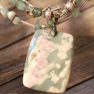 *3/$20* Natural Stone, (looks to be Ocean Jasper) on triple necklaces attached.‎